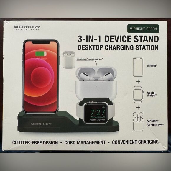 Merkury Innovations Midnight Green 3-In-1 Device Stand Desktop Charging Station - Picture 1 of 7